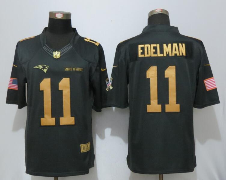 New Nike New England Patriots #11 Edelman Gold Anthracite Salute To Service Limited Jersey->atlanta falcons->NFL Jersey